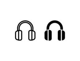 headphone icon. outline icon and solid icon vector