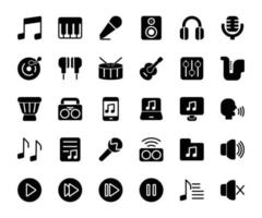 music icon set. solid icon vector