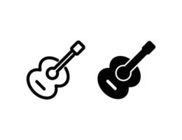 icono de guitarra. icono de contorno e icono sólido vector