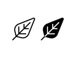 leaf icon. outline icon and solid icon vector