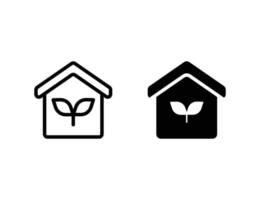 green house icon. outline icon and solid icon vector