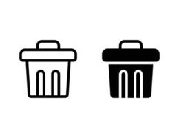 trash can icon. outline icon and solid icon vector