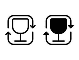 recycle glass icon. outline icon and solid icon vector