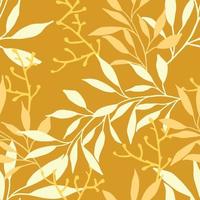 Beautiful leaves seamless pattern design. Vector hand-drawn leaves seamless pattern. Abstract trendy nature background. Pattern for wrapping paper, fabric, textile and prints.