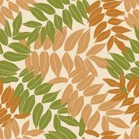 Beautiful leaves seamless pattern design. Vector hand-drawn leaves seamless pattern. Abstract trendy nature background. Pattern for wrapping paper, fabric, textile and prints.