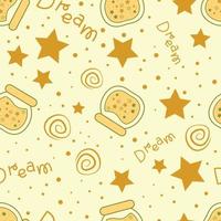 las estrellas repiten el diseño del patrón. fondo de cielo dibujado a mano. patrón de vacaciones para envolver papel, tela, papel de envolver, estampados y textiles. vector