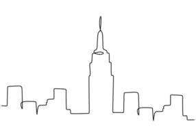 One continuous single line of famous building like empire state vector