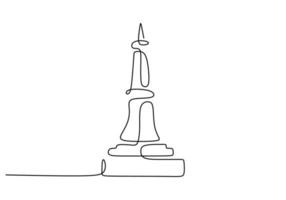 One continuous single line of tugu jogja isolated on white background. vector