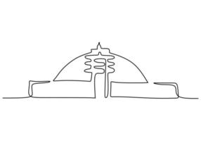 One continuous single line of ancient building like Sanchi Stupa vector