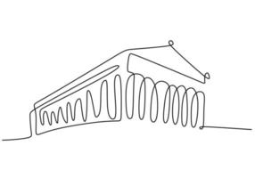 One continuous single line of ancient building like The Parthenon vector