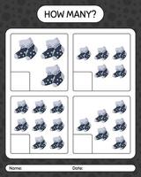 How many counting game with sock. worksheet for preschool kids, kids activity sheet vector