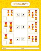 How many counting game with bell. worksheet for preschool kids, kids activity sheet vector