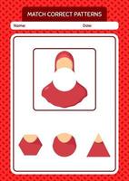 Match pattern game with female moslem. worksheet for preschool kids, kids activity sheet vector