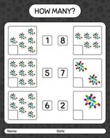 How many counting game with string light. worksheet for preschool kids, kids activity sheet vector