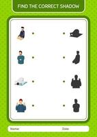 Find the correct shadows game with ramadan icon. worksheet for preschool kids, kids activity sheet vector