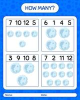 How many counting game with full moon. worksheet for preschool kids, kids activity sheet vector