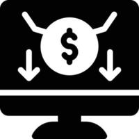 ilustración de vector de flecha hacia abajo de dólar en un fondo. símbolos de calidad premium. iconos vectoriales para concepto y diseño gráfico.