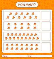 How many counting game with sock. worksheet for preschool kids, kids activity sheet vector