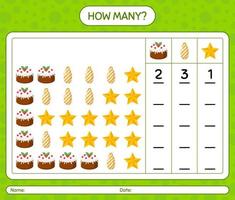 How many counting game with christmas icon. worksheet for preschool kids, kids activity sheet vector