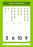 Count and match game with palm tree. worksheet for preschool kids, kids activity sheet vector