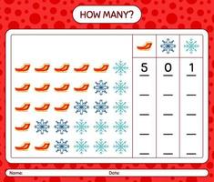 How many counting game with christmas icon. worksheet for preschool kids, kids activity sheet vector
