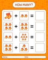 How many counting game with sock. worksheet for preschool kids, kids activity sheet vector