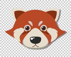 Cute red raccoon head in flat cartoon style vector