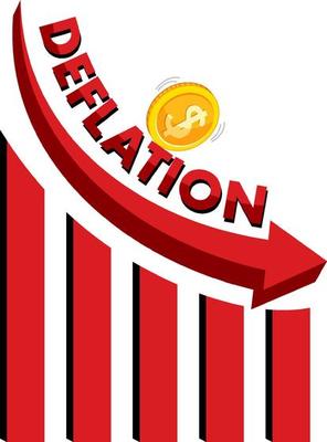 Deflation logo with red arrow pointing down