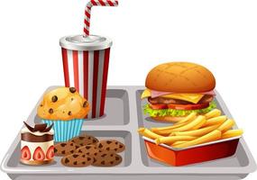 Fastfood set on white background vector