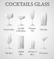 Types of cocktail glasses vector