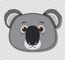 Linda cabeza de koala en estilo de dibujos animados plana vector