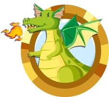 Cute green dragon cartoon character vector