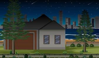 Beach city at night background vector