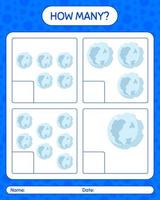 How many counting game with full moon. worksheet for preschool kids, kids activity sheet vector