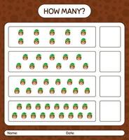 How many counting game with girls. worksheet for preschool kids, kids activity sheet vector