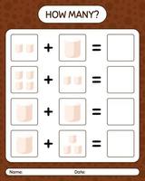 How many counting game with marshmallow. worksheet for preschool kids, kids activity sheet vector