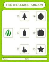 Find the correct shadows game with christmas ornament. worksheet for preschool kids, kids activity sheet vector