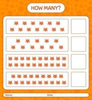 How many counting game with red fox. worksheet for preschool kids, kids activity sheet vector