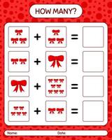 How many counting game with ribbon. worksheet for preschool kids, kids activity sheet vector