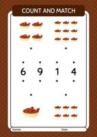 Count and match game with bowl of dates. worksheet for preschool kids, kids activity sheet vector