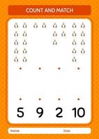 Count and match game with arabian. worksheet for preschool kids, kids activity sheet vector