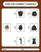 Find the correct shadows game with boys. worksheet for preschool kids, kids activity sheet vector