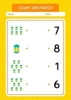 Count and match game with arabic lantern. worksheet for preschool kids, kids activity sheet vector