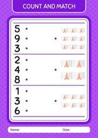 Count and match game with quran. worksheet for preschool kids, kids activity sheet vector