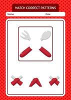 Match pattern game with spoon and fork. worksheet for preschool kids, kids activity sheet vector