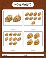 How many counting game with gingerbread cookie. worksheet for preschool kids, kids activity sheet vector