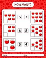 How many counting game with santa's bag. worksheet for preschool kids, kids activity sheet vector