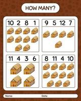 How many counting game with gingerbread cookie. worksheet for preschool kids, kids activity sheet vector