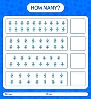 How many counting game with robot toy. worksheet for preschool kids, kids activity sheet vector