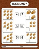 How many counting game with gingerbread cookie. worksheet for preschool kids, kids activity sheet vector